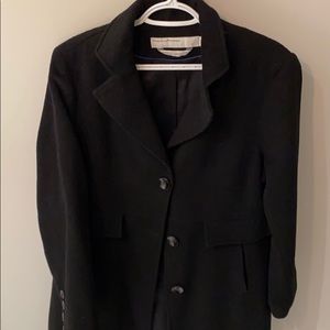 Perry Ellis wool long black winter pea coat